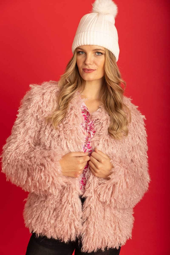 Buy Evelyn Faux Fur Jacket Blush by Augustine online Augustine