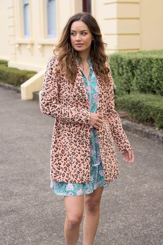 Pink leopard outlet print blazer