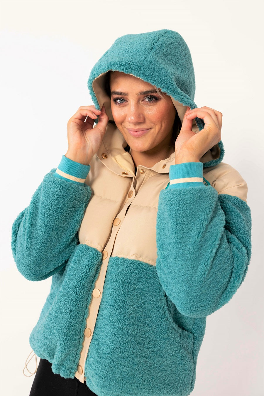 teal puffer jacket