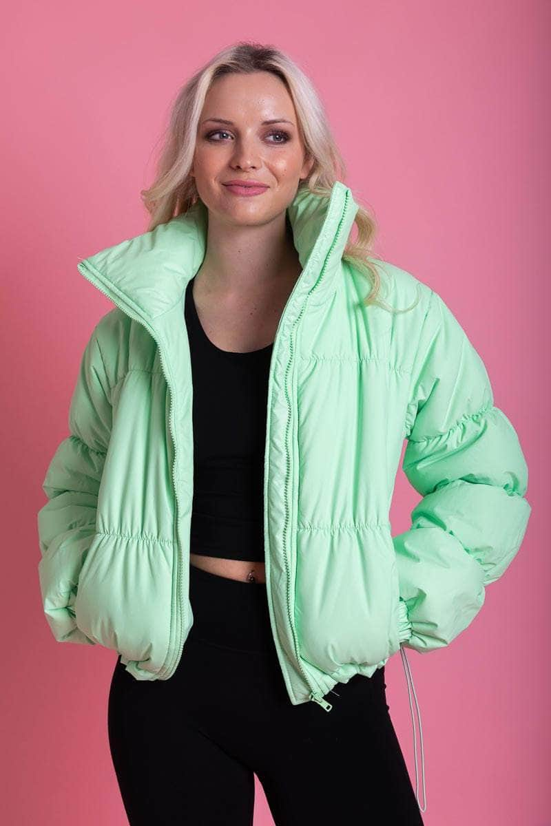 Lime green puffer jacket hotsell