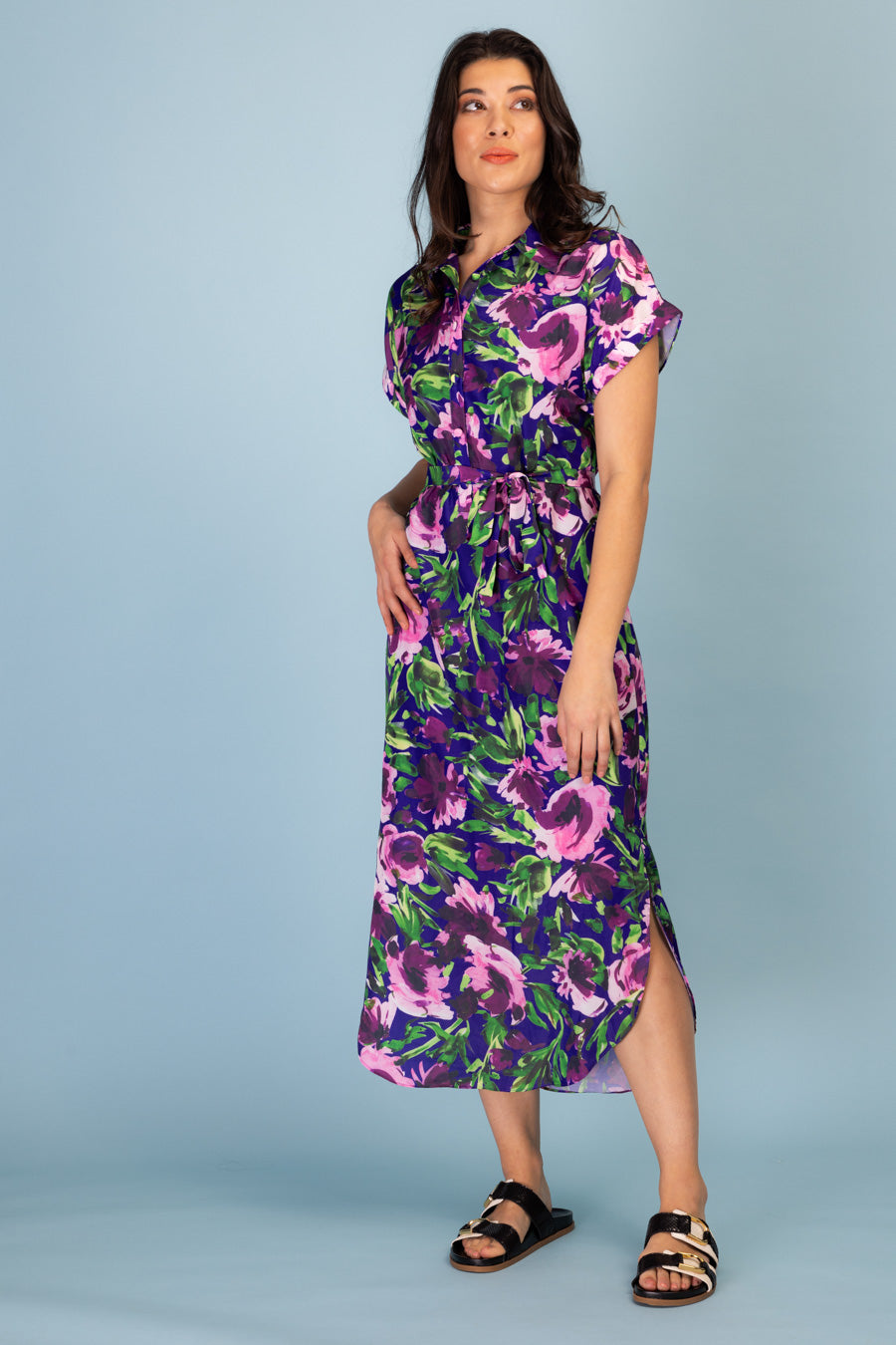 purple floral Maxi Dress