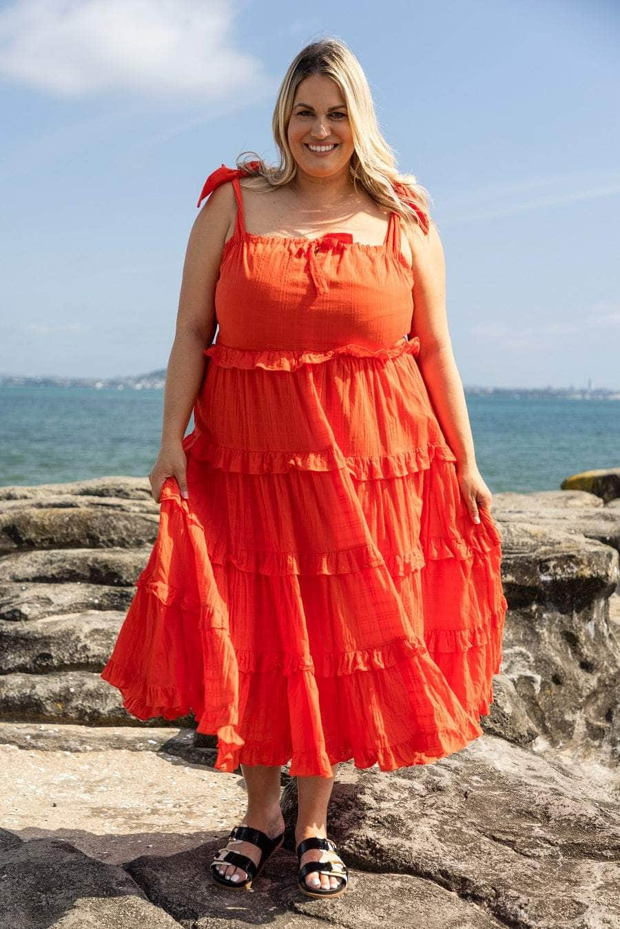 plus size orange dress	