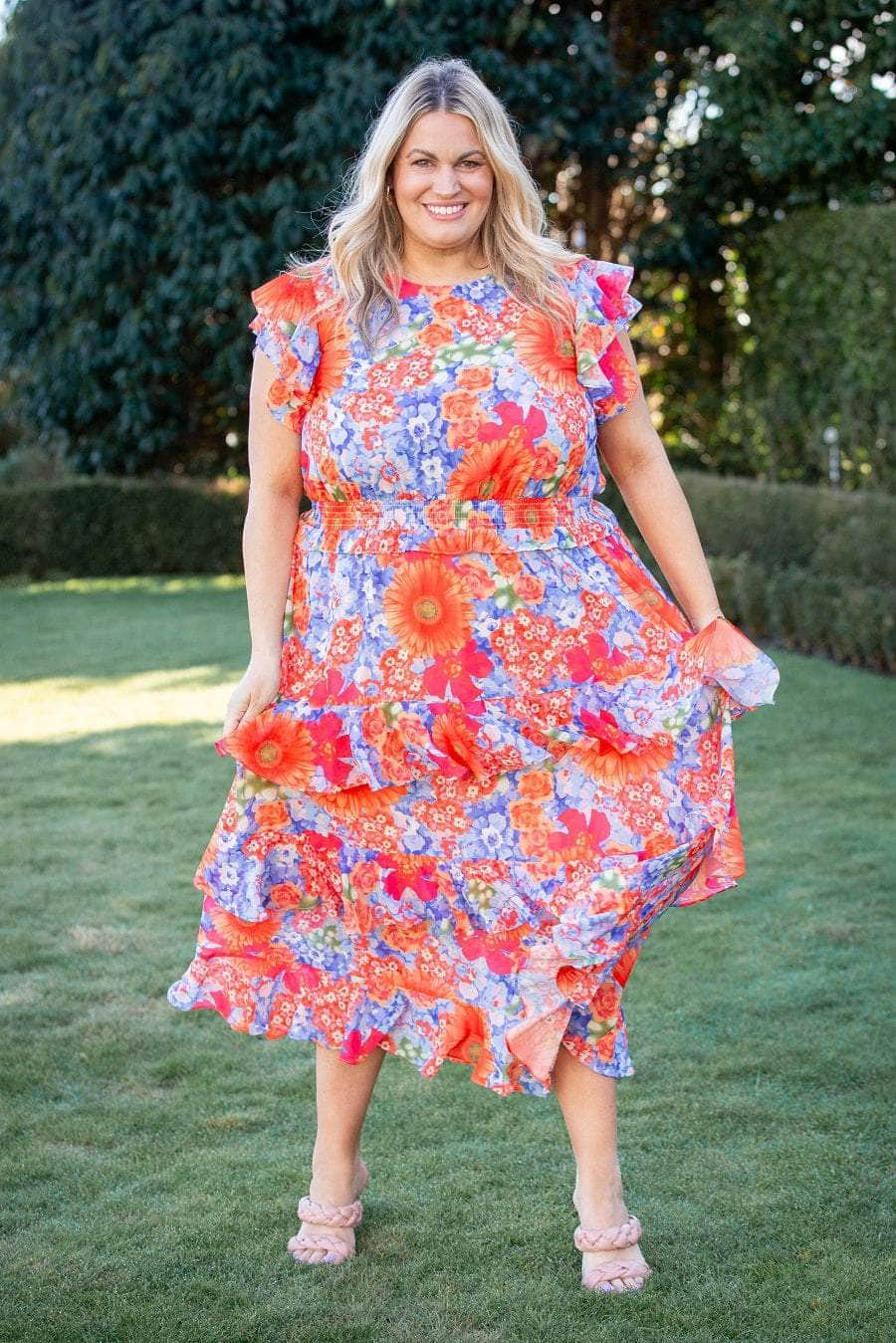  Midi Dress Peach Paisley