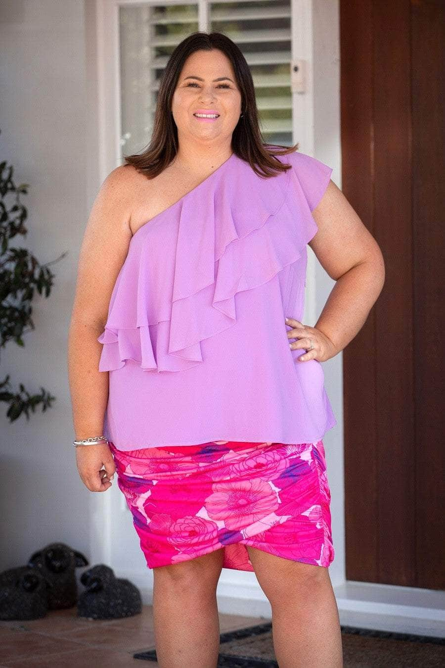 Pink mini skirt plus size best sale