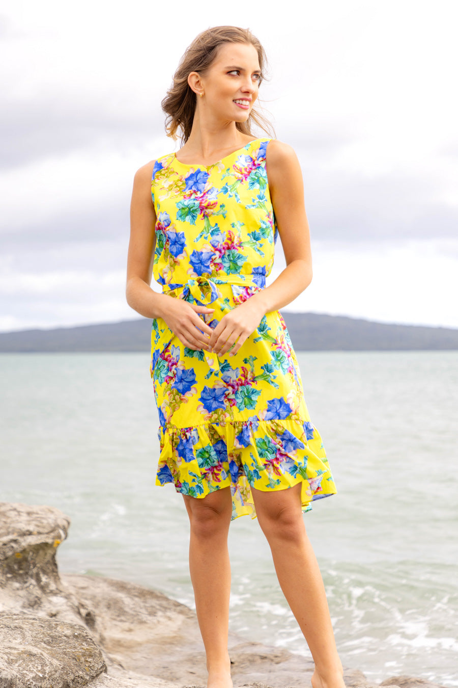 Bright Yellow Floral Dress