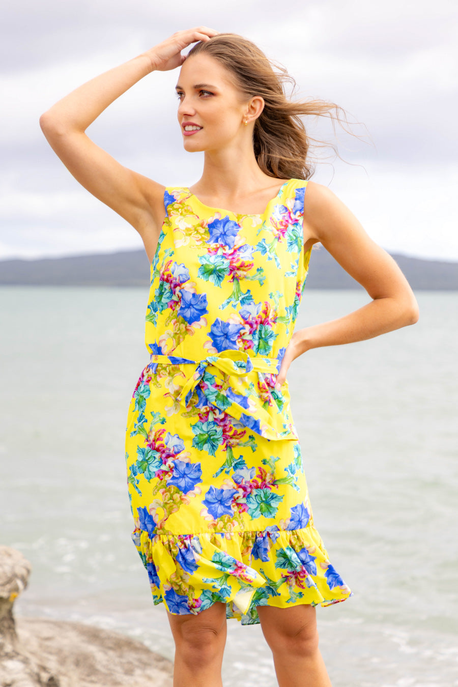 Bright Yellow Floral Dress