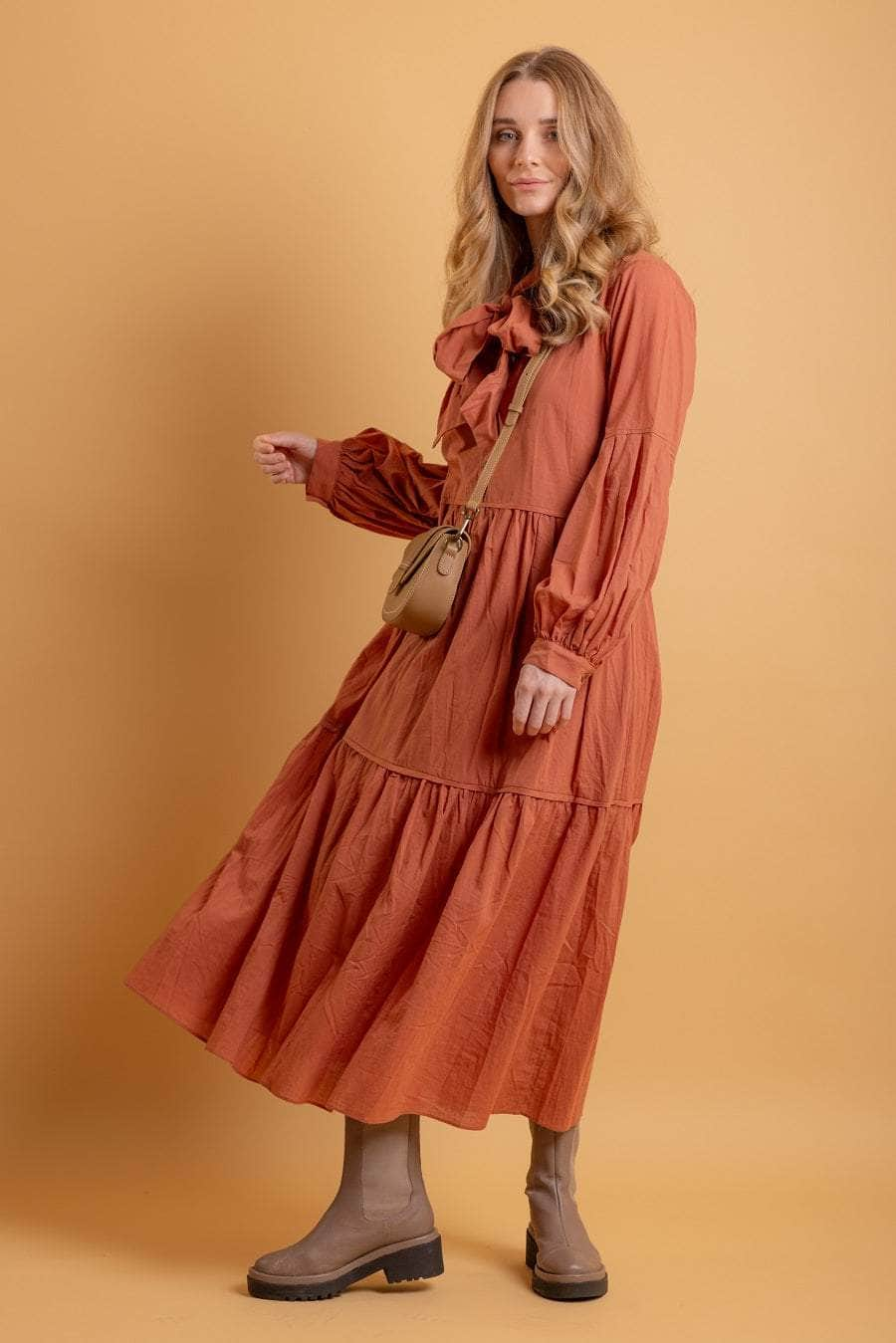 Buy Imogen Shirt Dress Rust Cotton by Amaya online Augustine