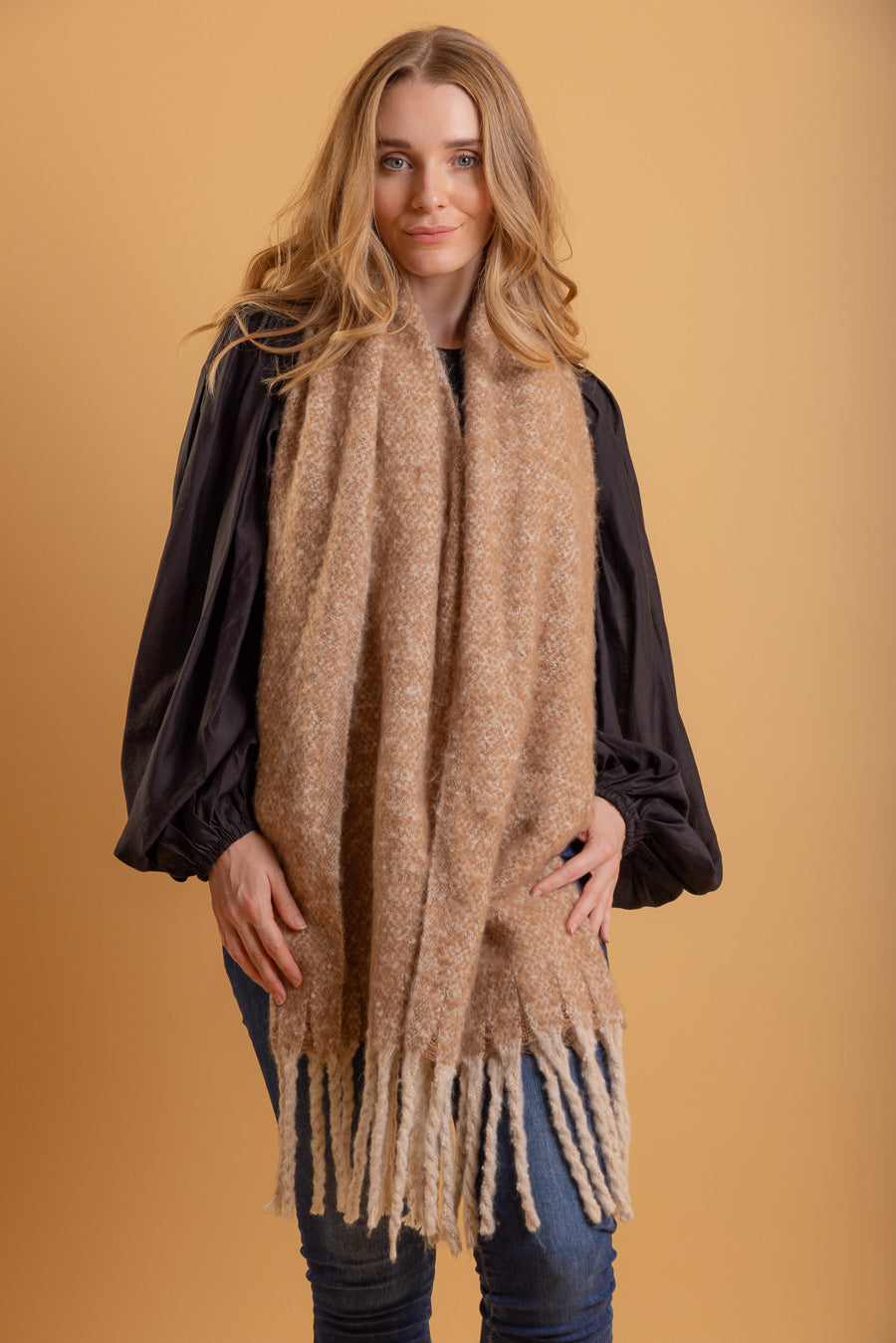 Tassel Scarf Beige Marle