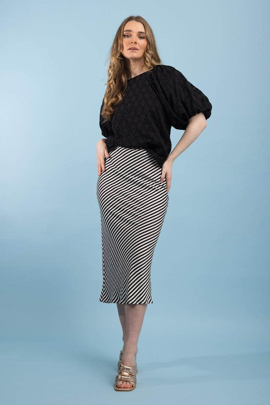 Buy April Bias Cut Skirt Stripe by Amaya online Augustine