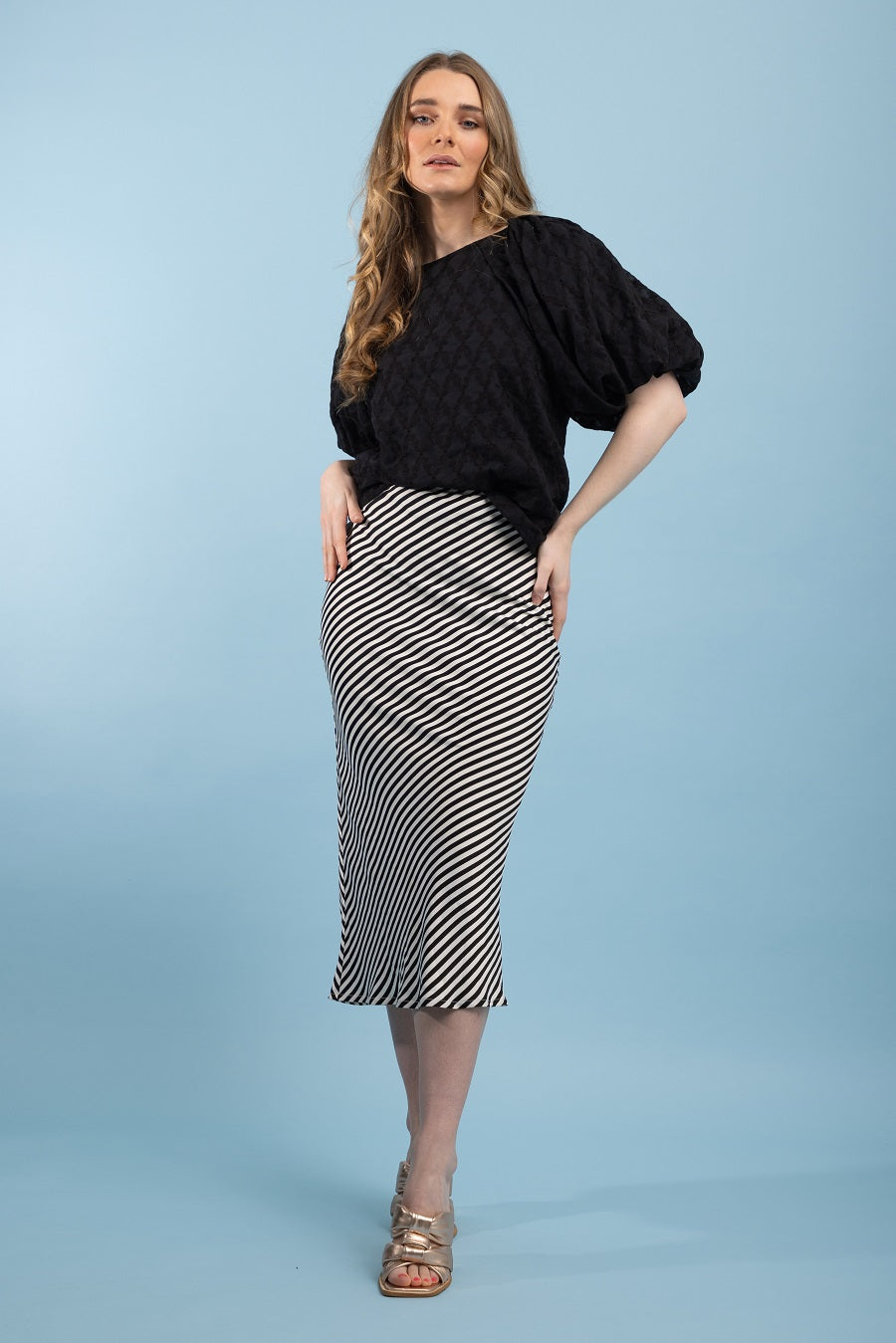 Bias Cut Skirt Stripe