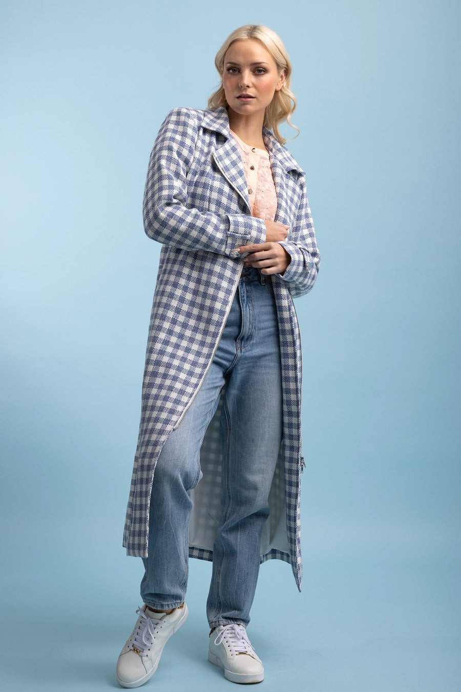 Coat Blue and White Check