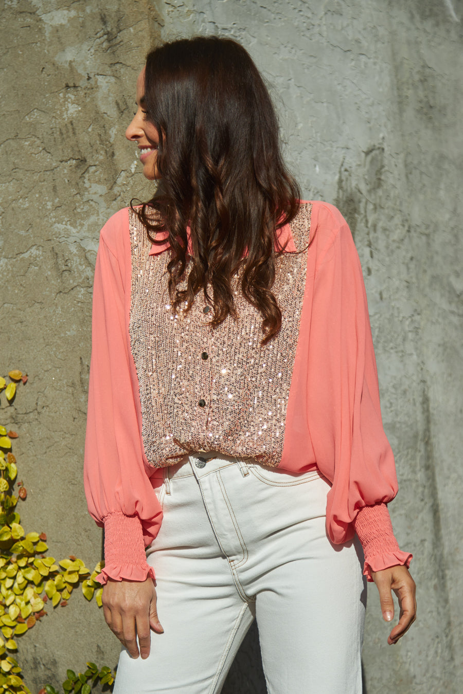 chiffon sequin shirt