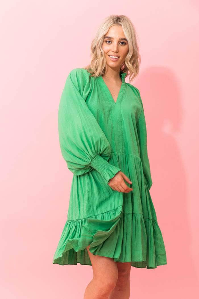 Alexia Floaty Dress Cotton Green