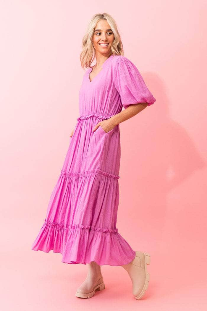 Amelia Cotton Maxi Dress Light Magenta