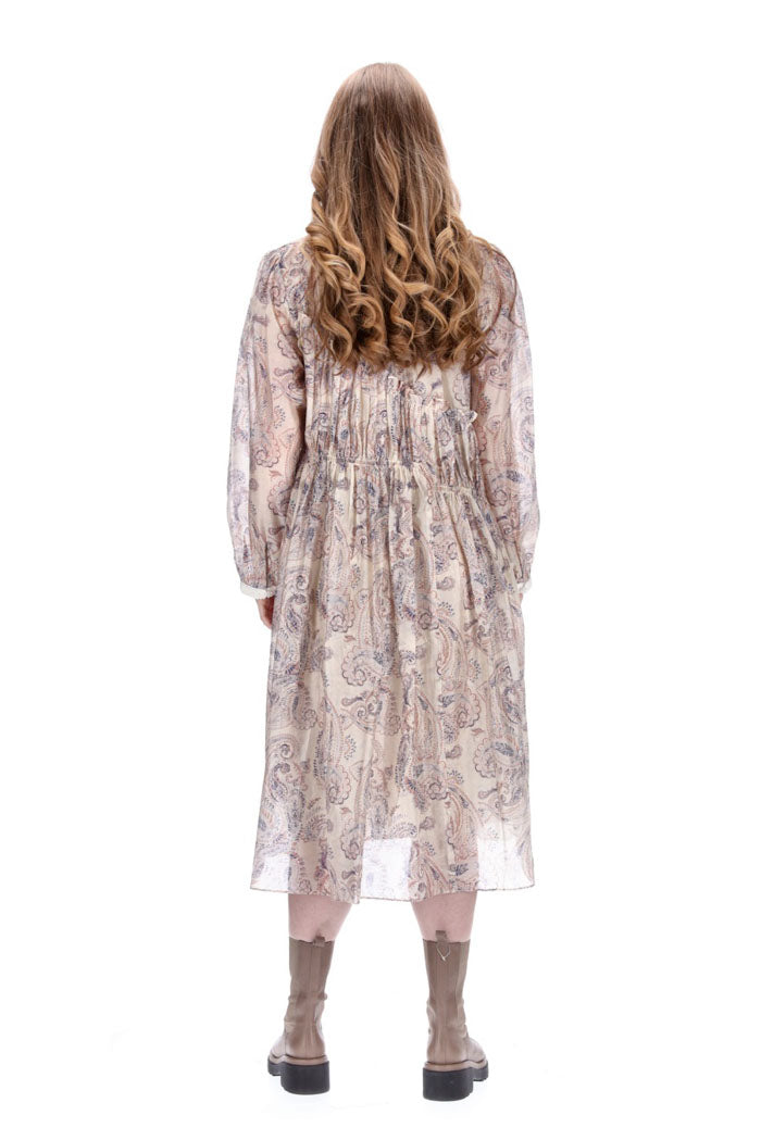 Amelia Midi Dress Beige Paisley