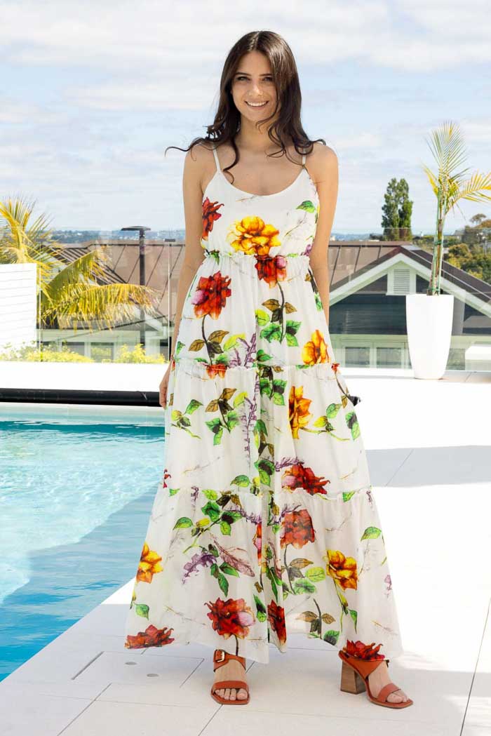 white floral maxi dress