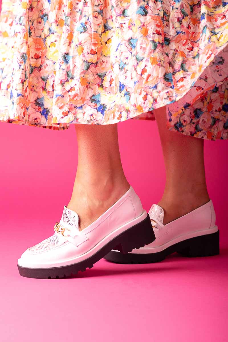 White snakeskin loafers discount