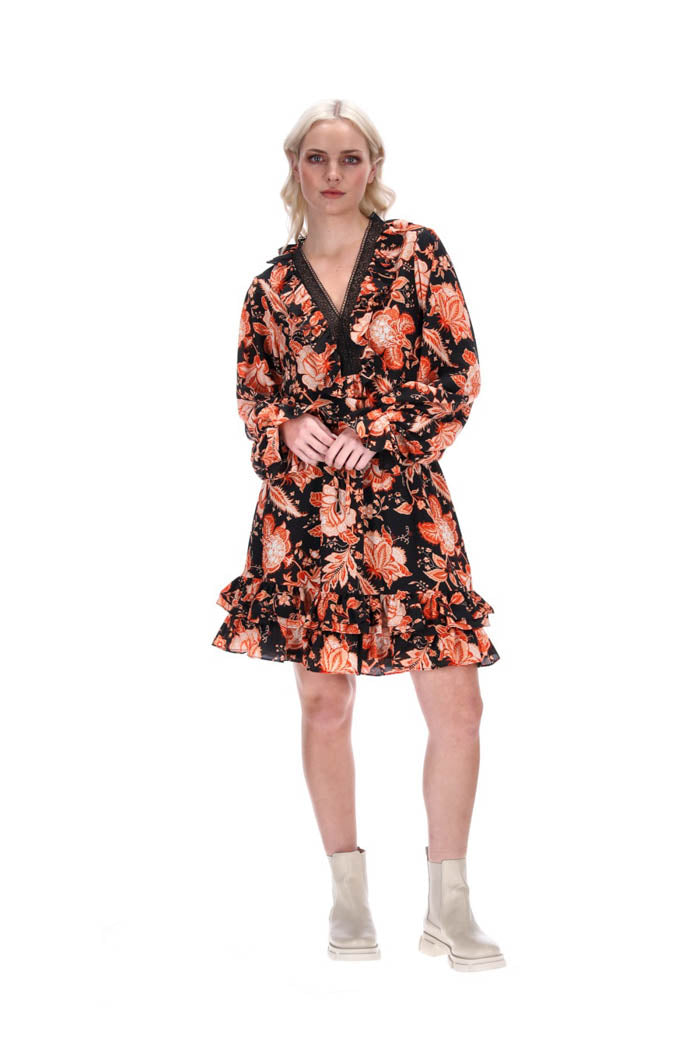 Arya Dress Orange Floral