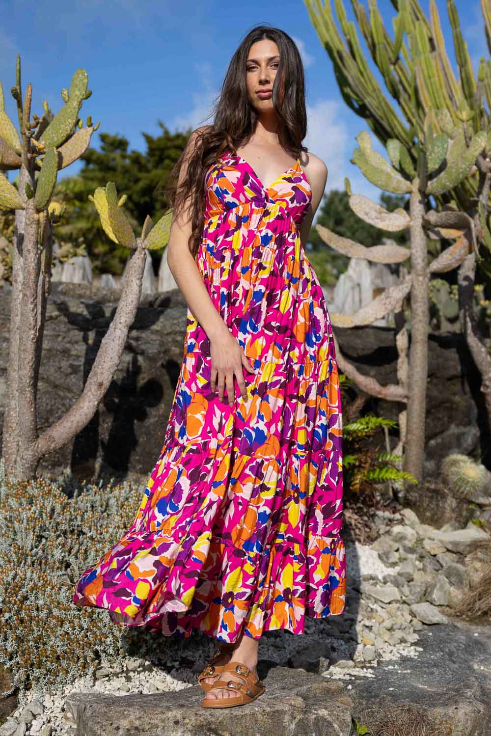 pink floral maxi dress