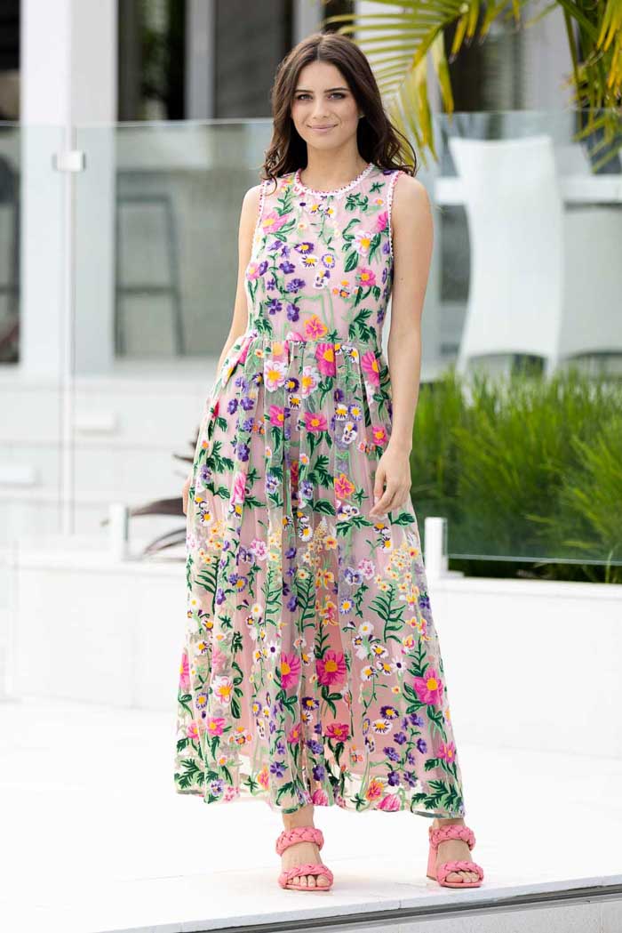 embroidered floral maxi dress