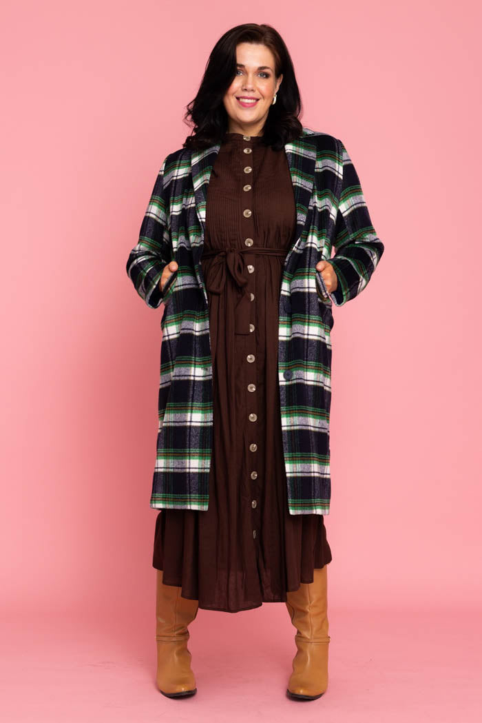 pink tartan coat plus size