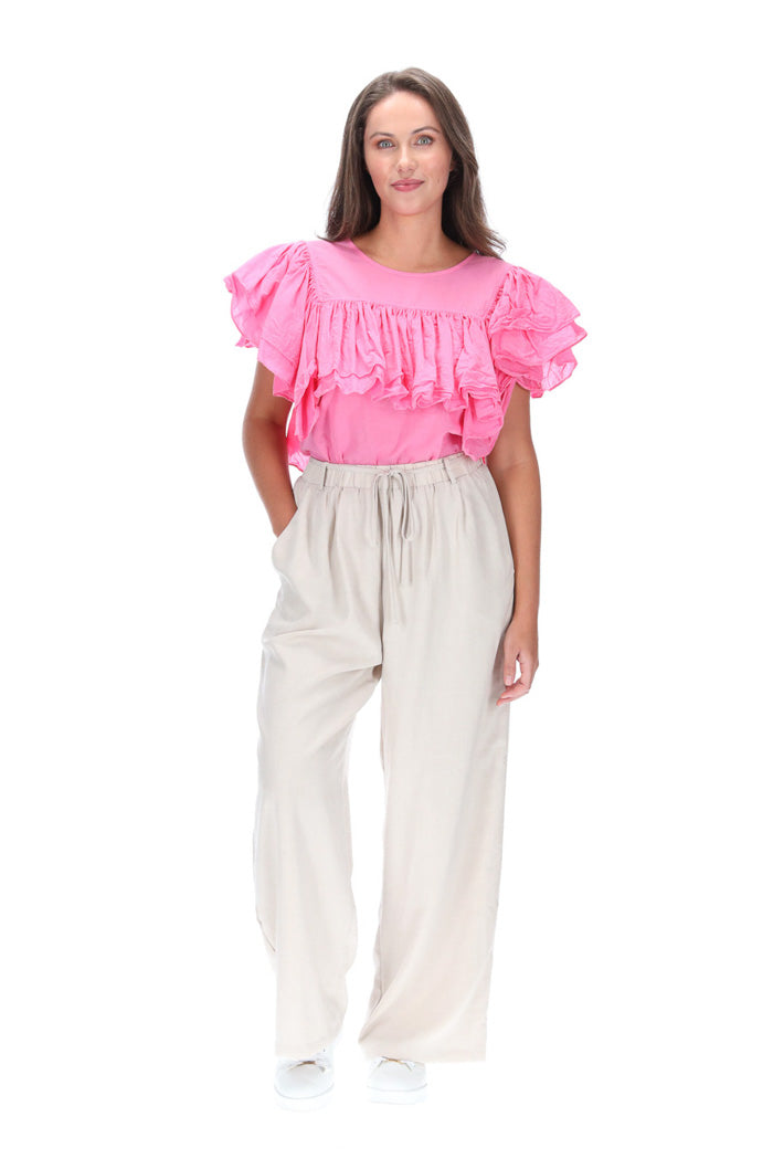 Camila Frill Top Cotton Pink