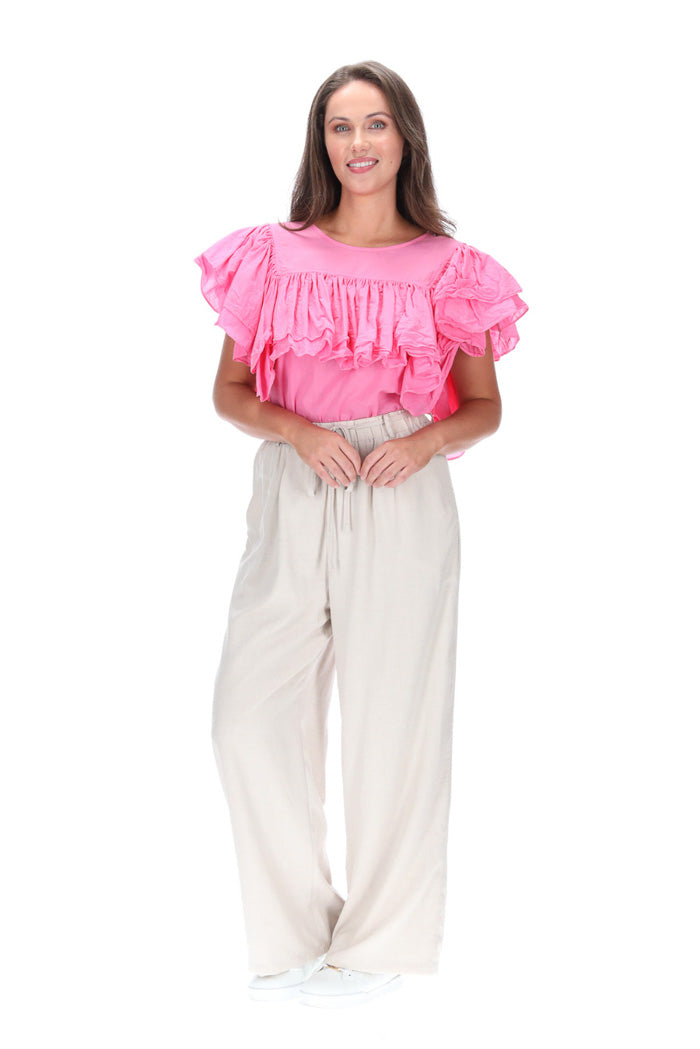 Camila Frill Top Cotton Pink