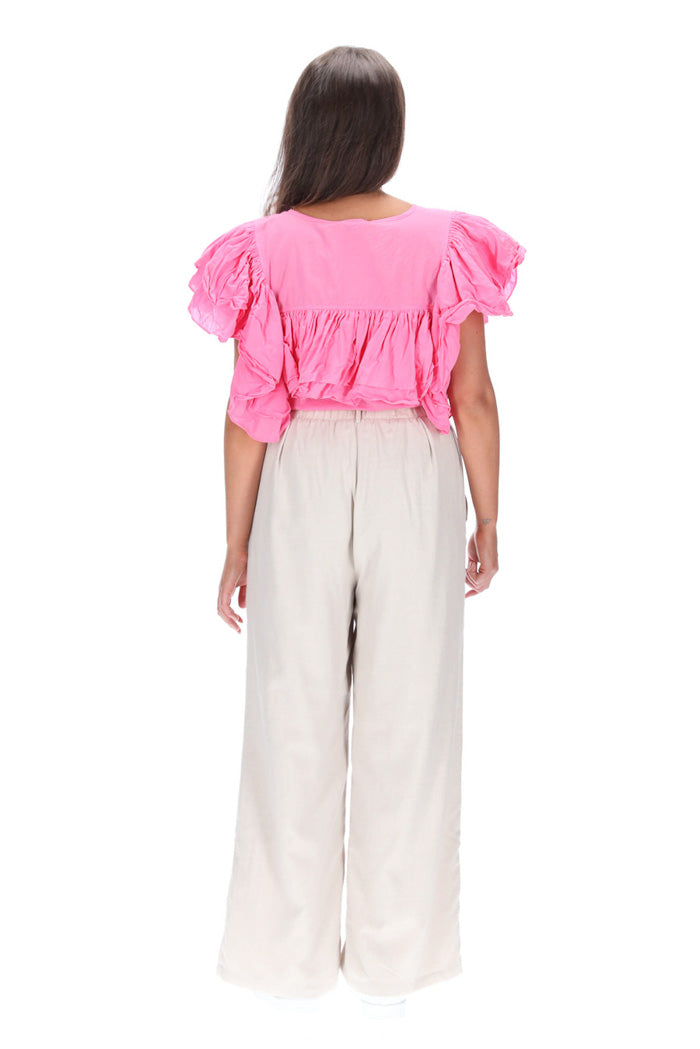 Camila Frill Top Cotton Pink