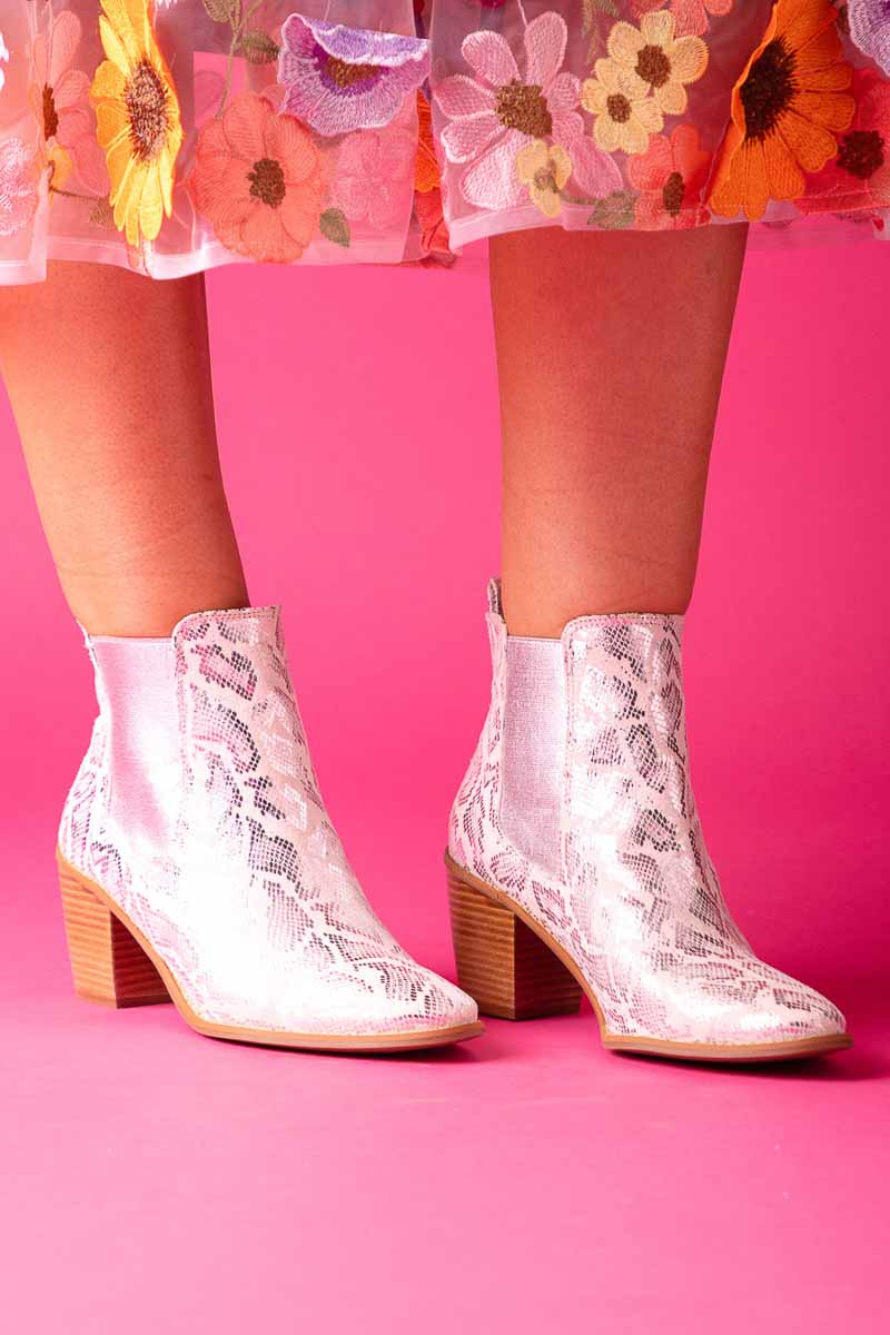 Boot Snakeskin White Silver