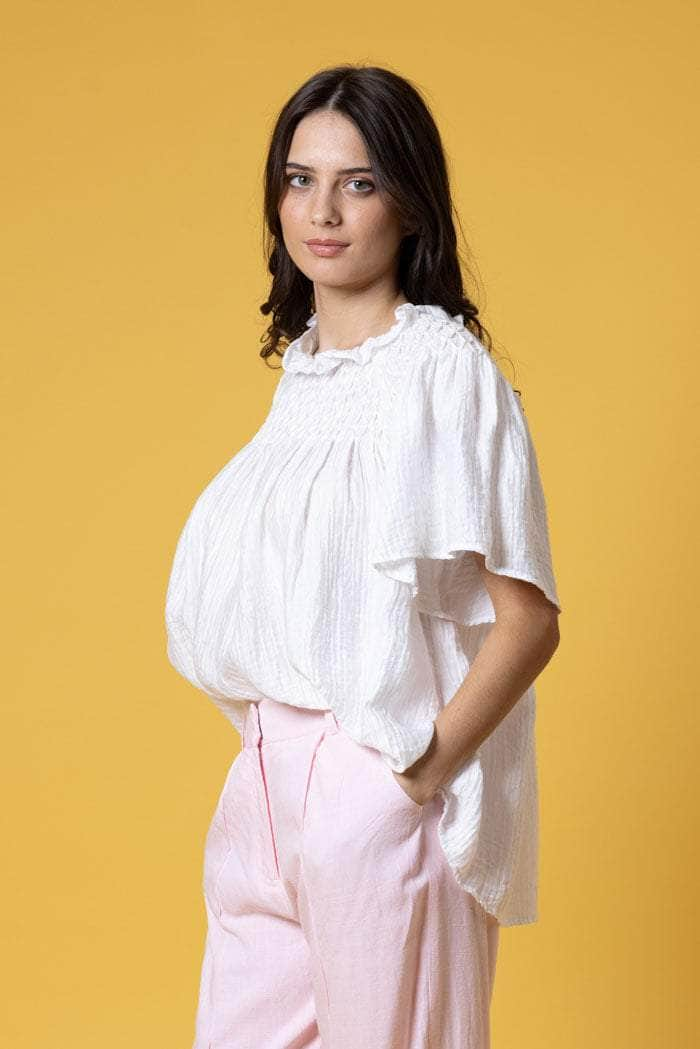 Caspian Short Sleeve Blouse White