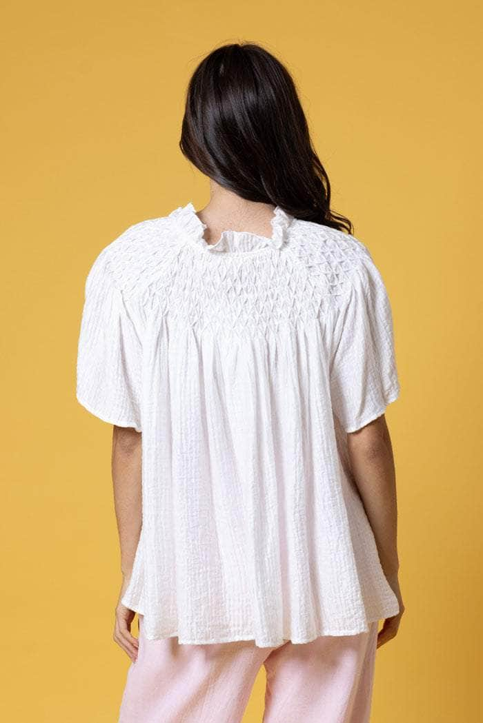 Caspian Short Sleeve Blouse White