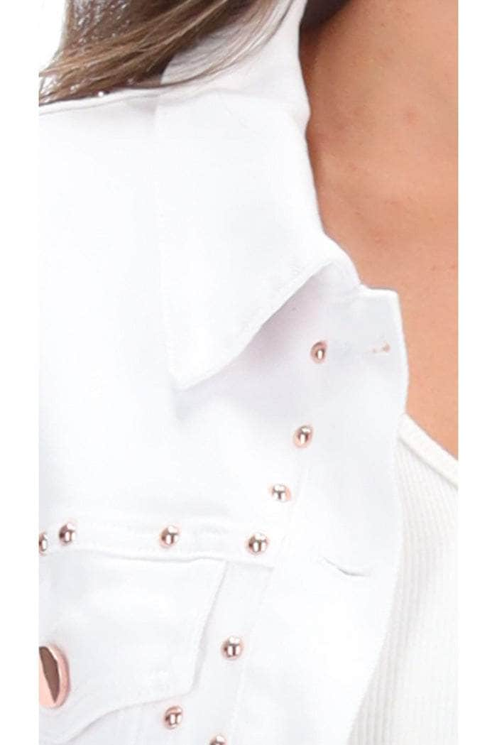 Cassidy Studded Cotton Denim Jacket White