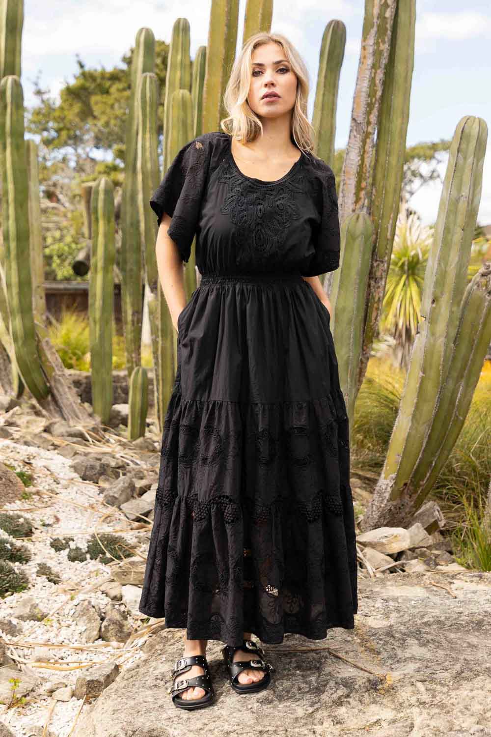 Buy Cloud Embroidered Dress Black Lace by The Bay online Augustine