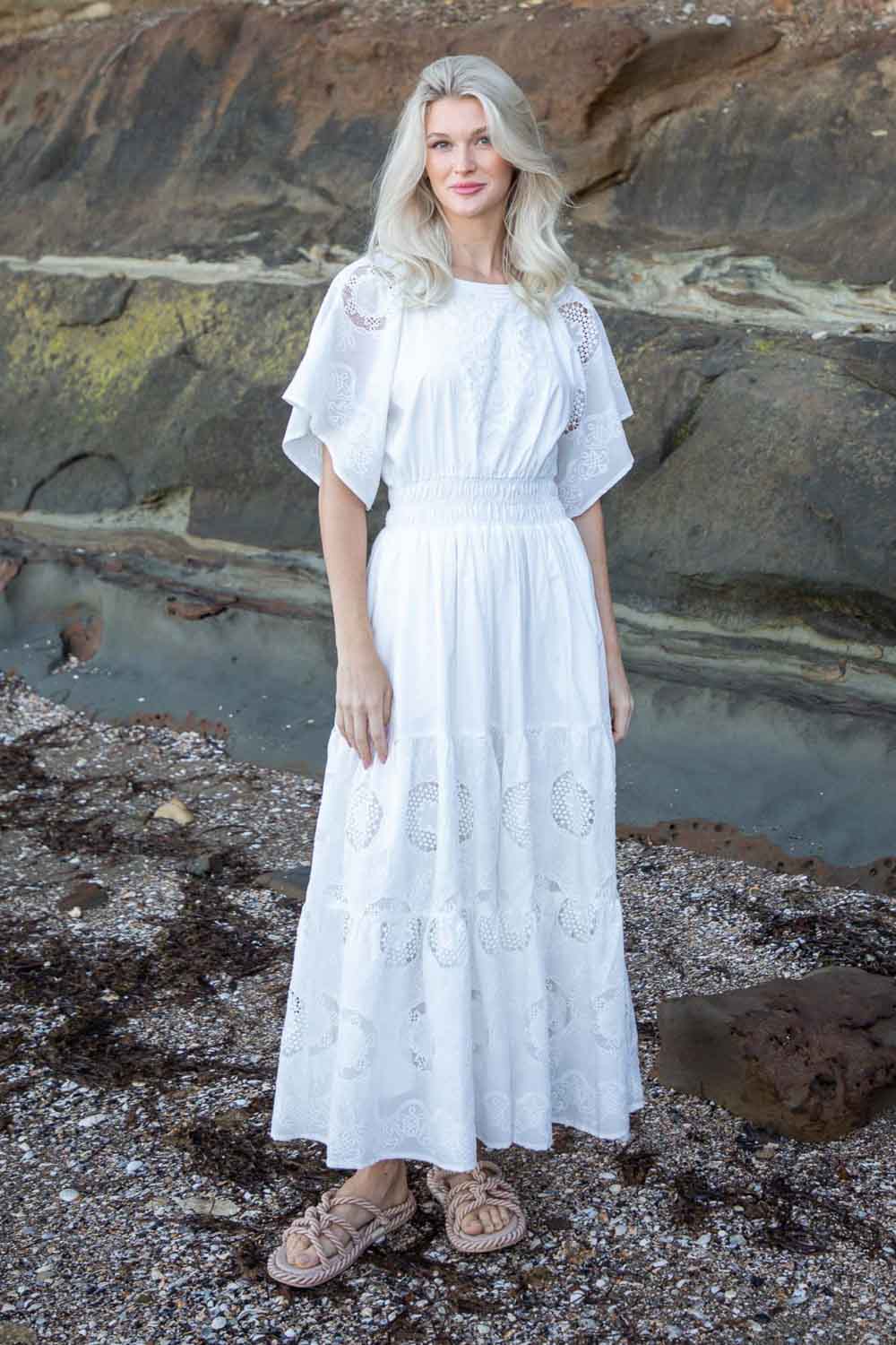 white cotton maxi dress