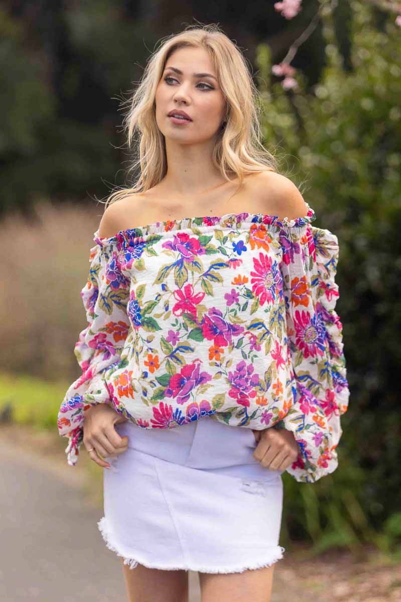 white floral strapless top plus size