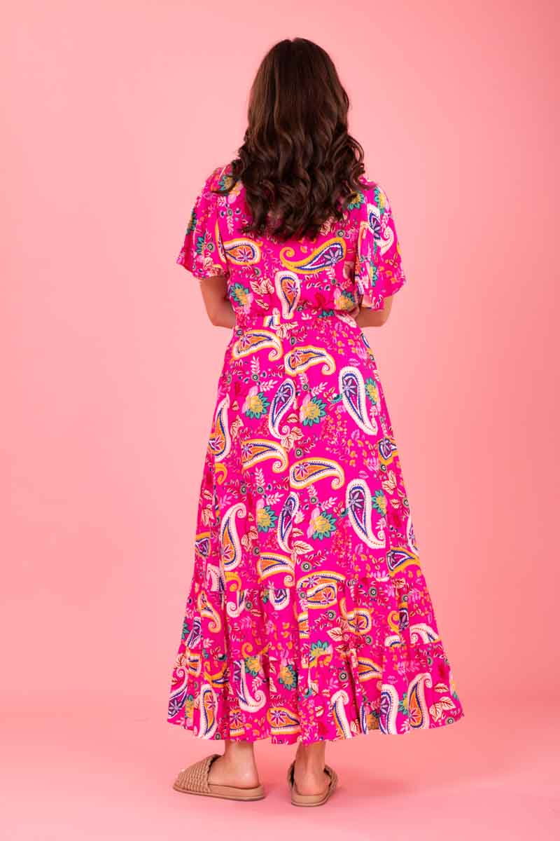 Daphine Maxi Dress Pink Paisley