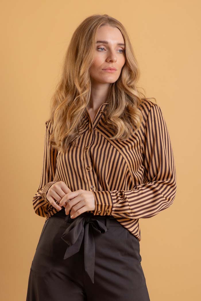 Daria Shirt Caramel Stripe