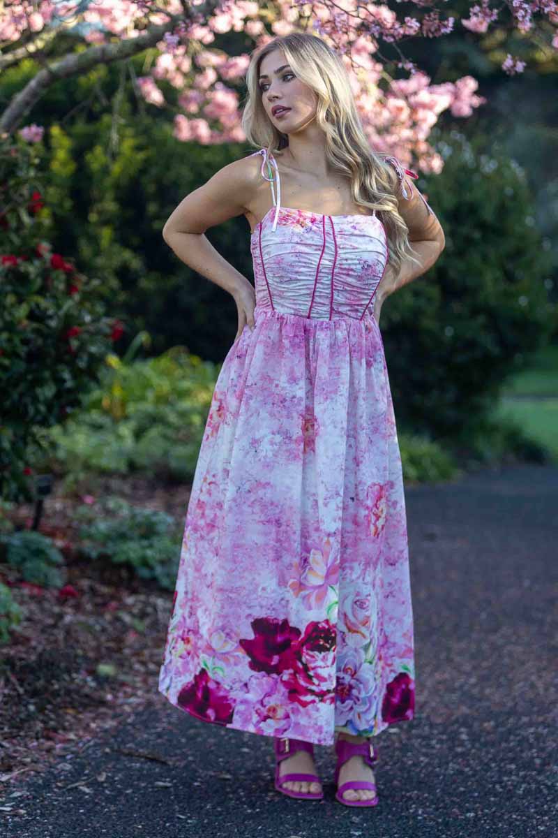 pink floral maxi dress plus size