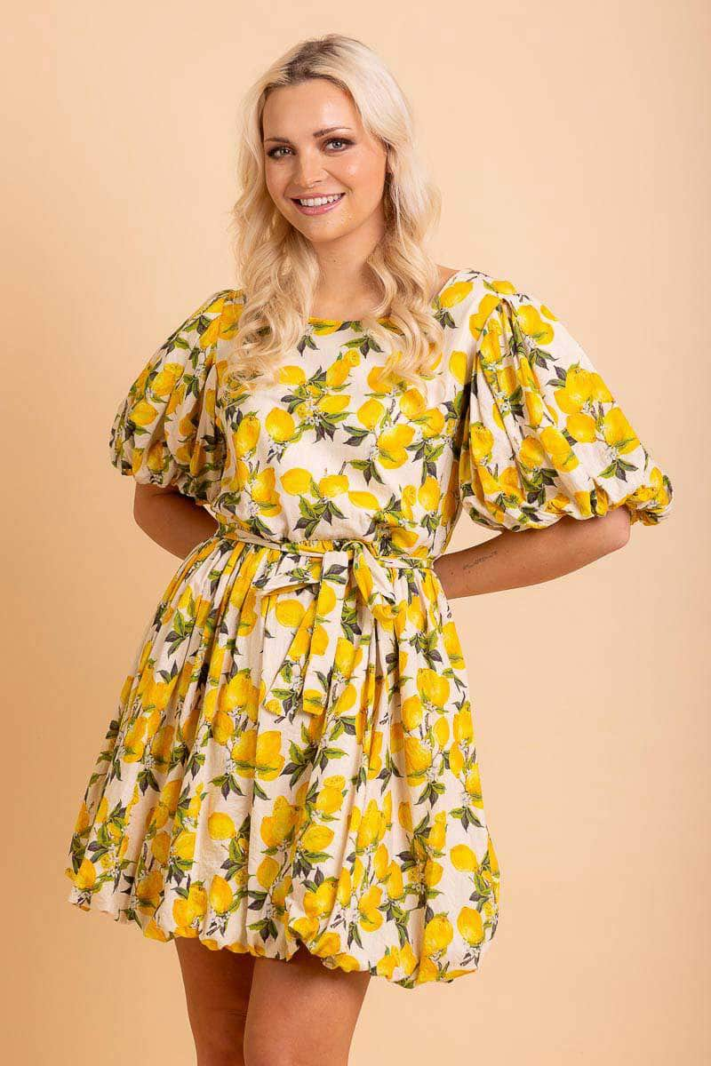 Lemon print mini dress best sale