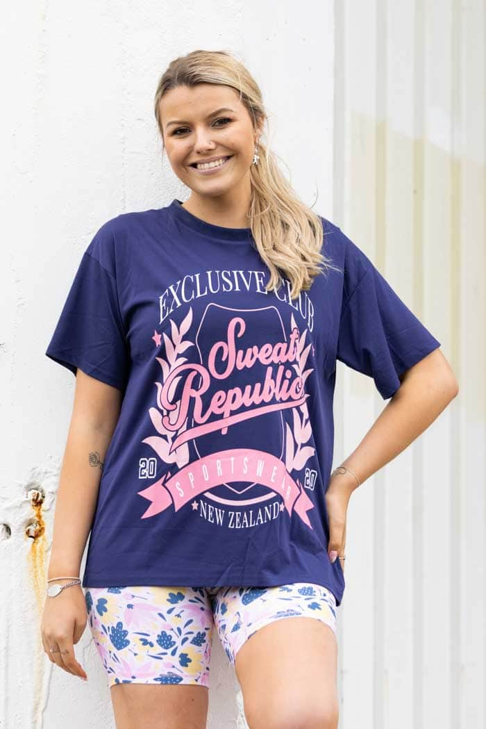 navy printed tshirt activewear