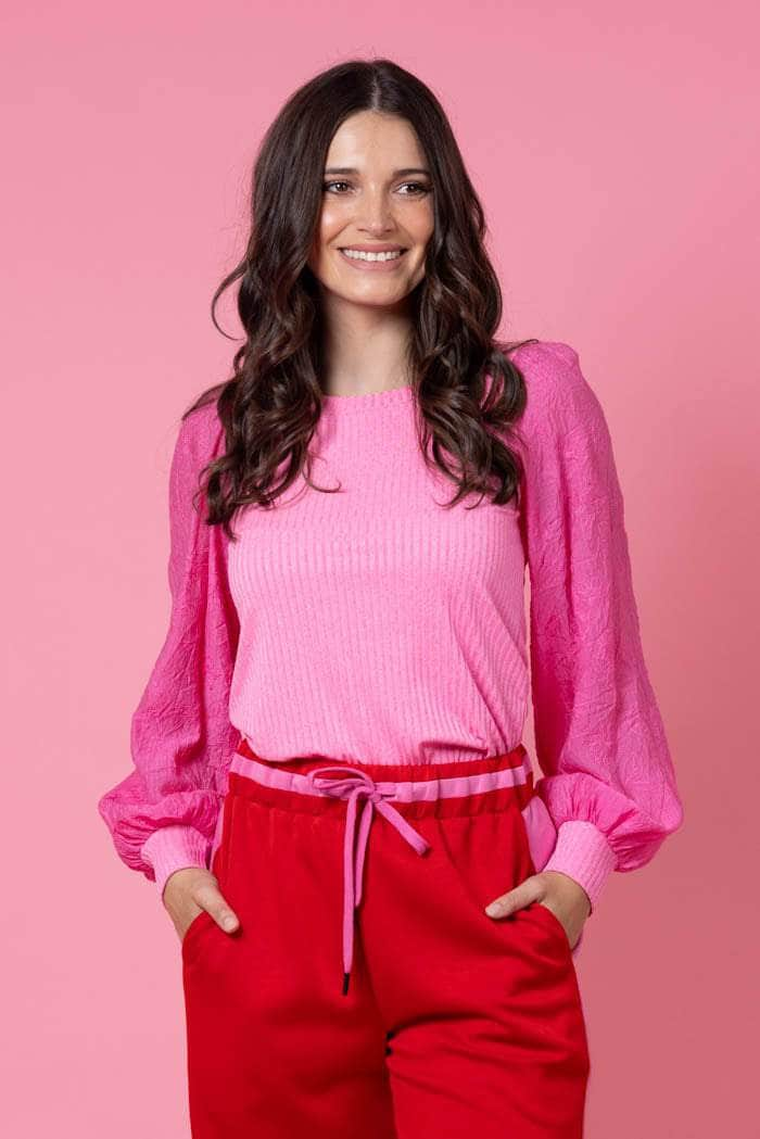 pink long sleeve top