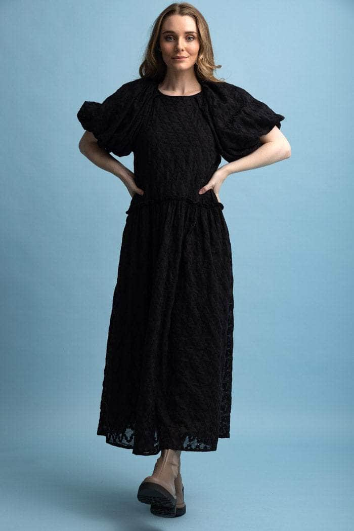 embroidered black maxi dress