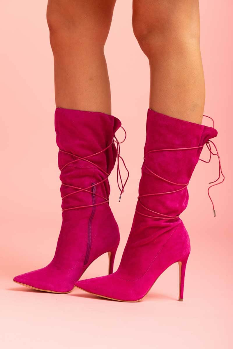 Magenta thigh high boots hotsell