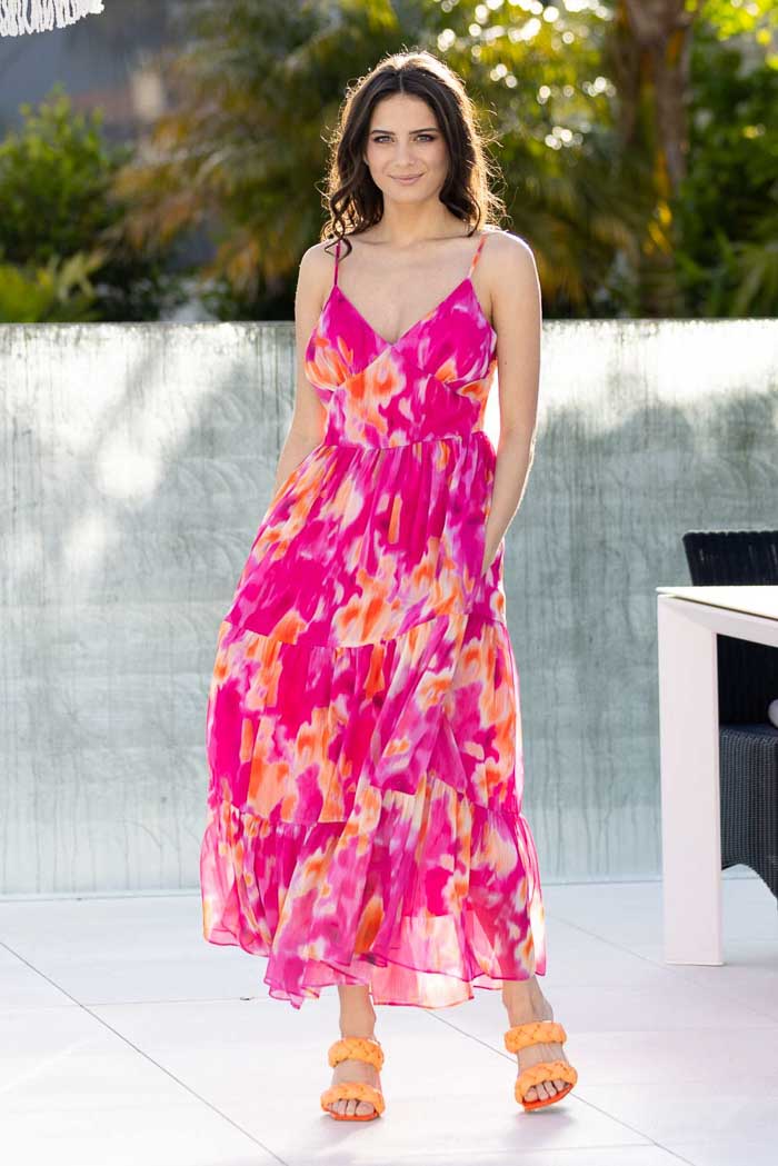 pink floral maxi dress