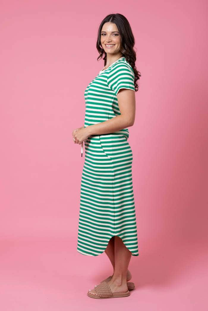 Frankie Dress Green Stripe