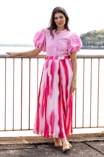 Buy Gina Maxi Skirt Pleated Pink by Augustine online Augustine