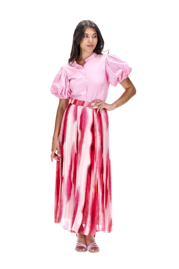 Gina Maxi Skirt Pleated Pink