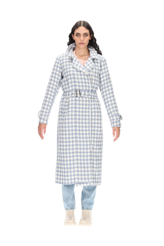 Giselle Coat Blue and White Check