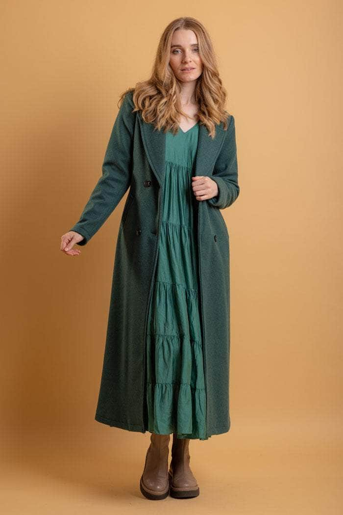 dark green long coat