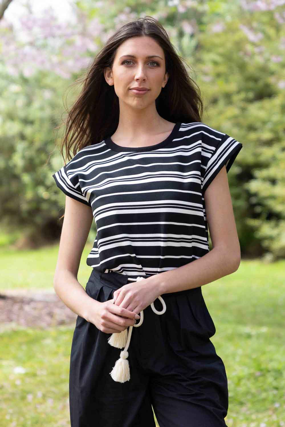 black striped t-shirt